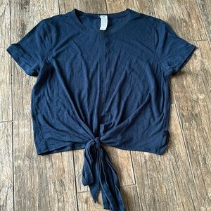 Lululemon Relaxed Burnout Tie Front Top navy blue Womens size 4
